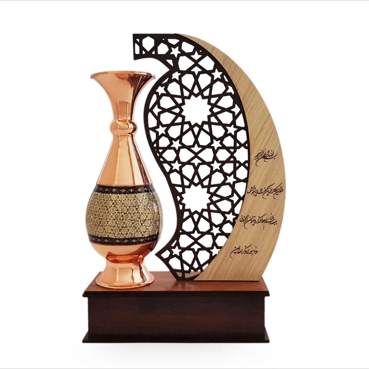 تندیس گلدان مس و خاتم مناسب هدیه سازمانی و شرکتی