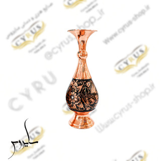 گلدان مس و الماس تراش ۱۶ سانتی صنایع دستی مسی ایرانی