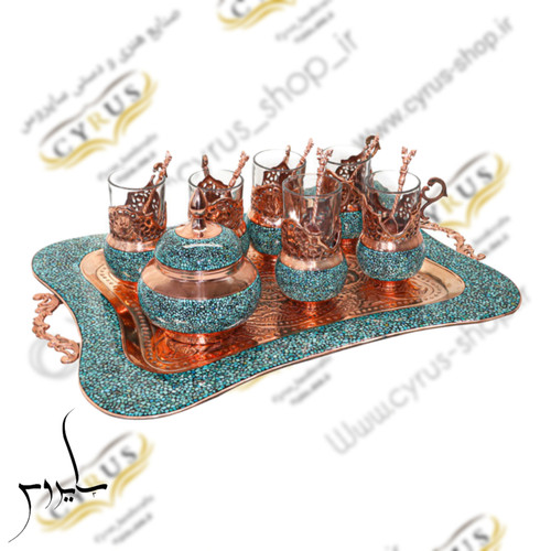 سرویس چایی خوری فیروزه کوبی مناسب جهیزیه