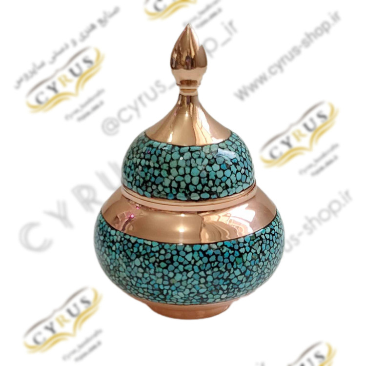 خرید سرویس چایی خوری 6 نفره فیروزه کوبی خرید چایی خوری فیروزه کوبی نیشابور صنایع دستی سایروس