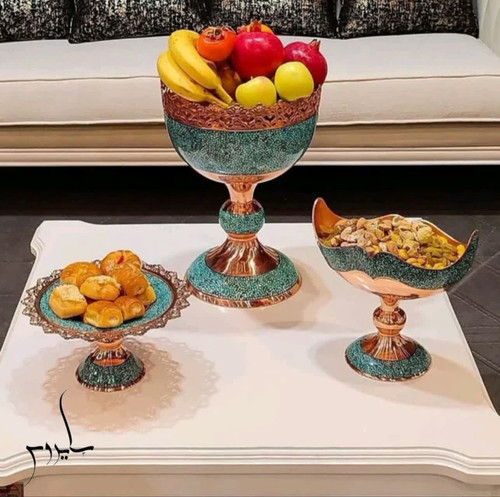 ست سرویس جهزیه سرویس سه تکه فیروزه کوبی جهزیه