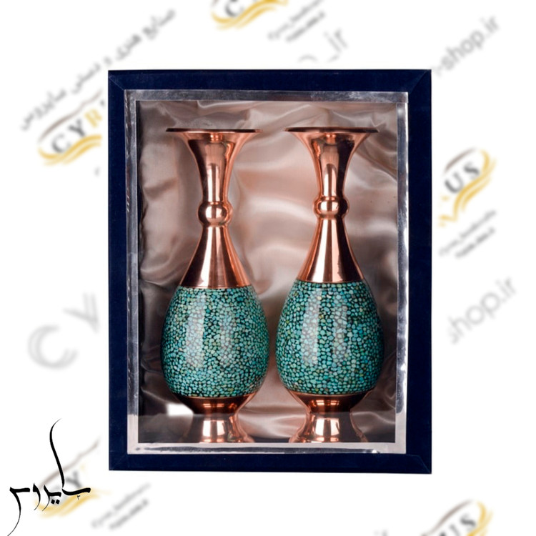 دو عدد گلدان فیروزه کوبی نیشابور با ارسال فوری