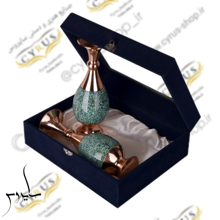 گلدان فیروزه کوبی نیشابور مرغوب 16 سانتی