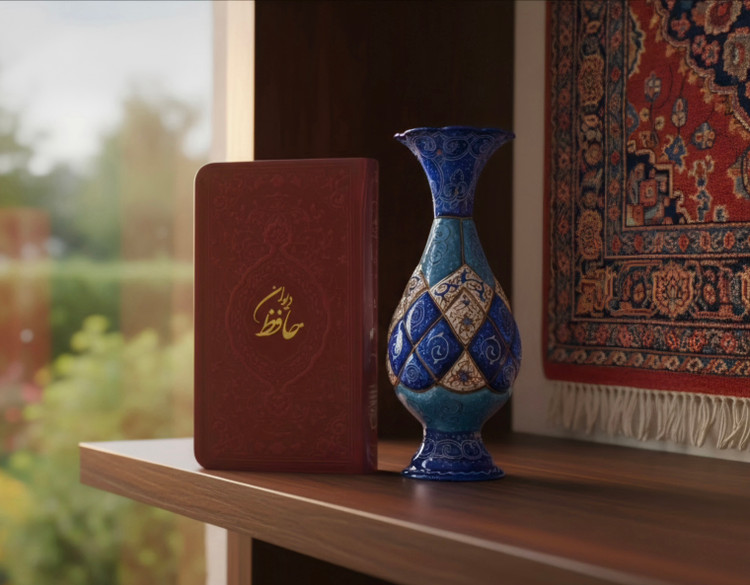 ست دیوان حافظ و گلدان مینا کاری و جعبه جیر ست یلدایی و ست نوروزی
