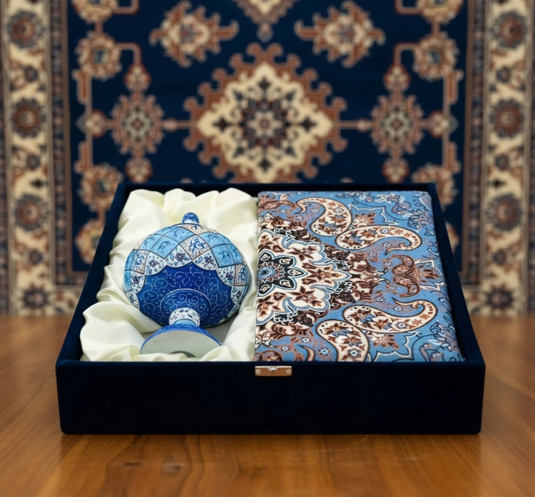 هدیه سازمانی ترمه و شکلات خوری میناکاری