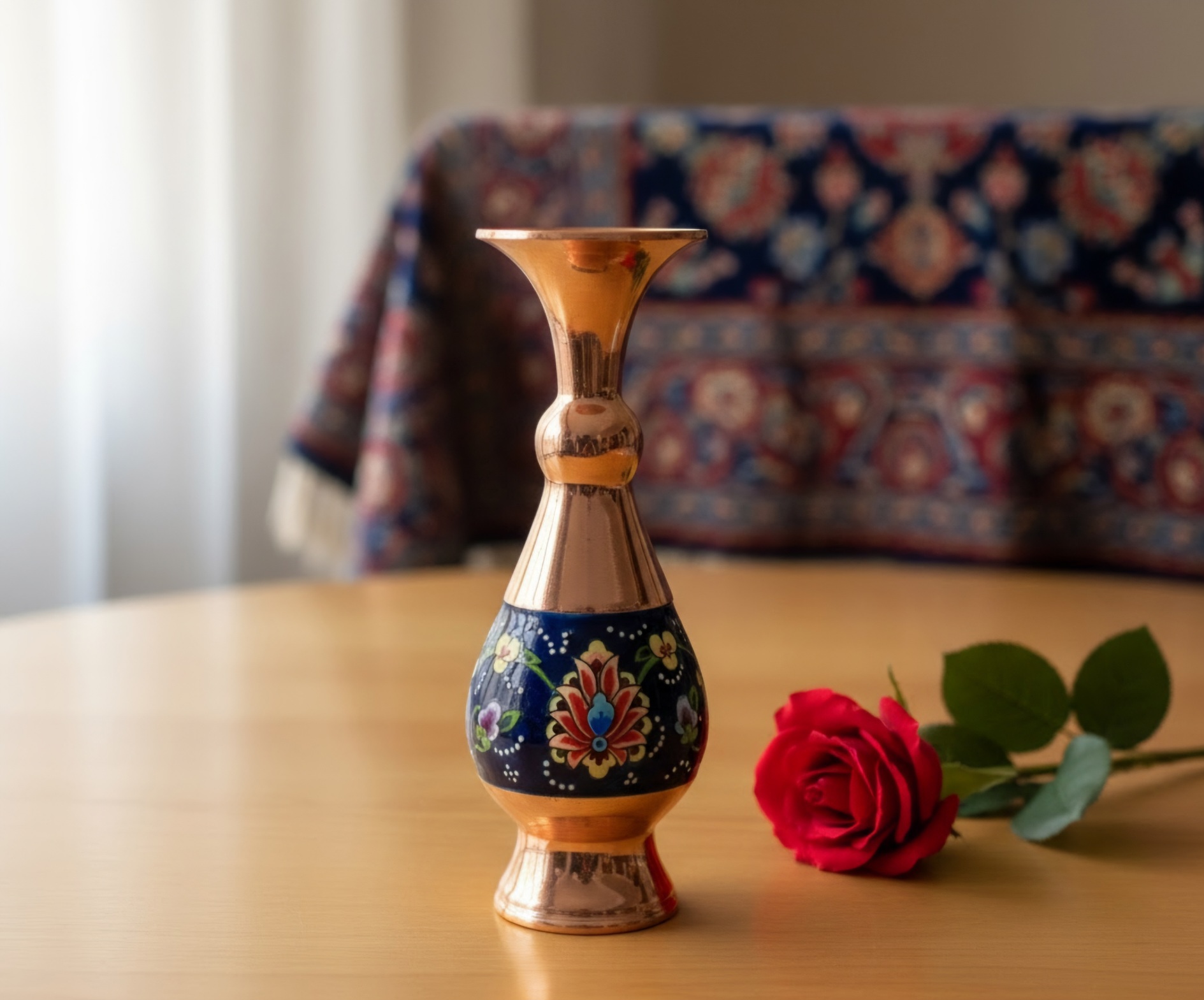 گلدان مس و پرداز 16 سانتی صنایع دستی سایروس شاپ