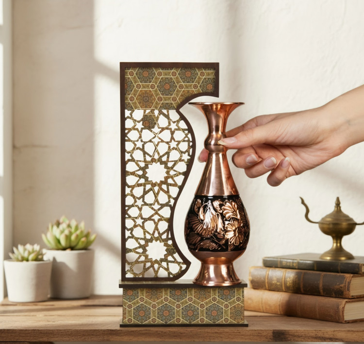 گلدان 20 الماس تراش و تندیس طرح خاتم