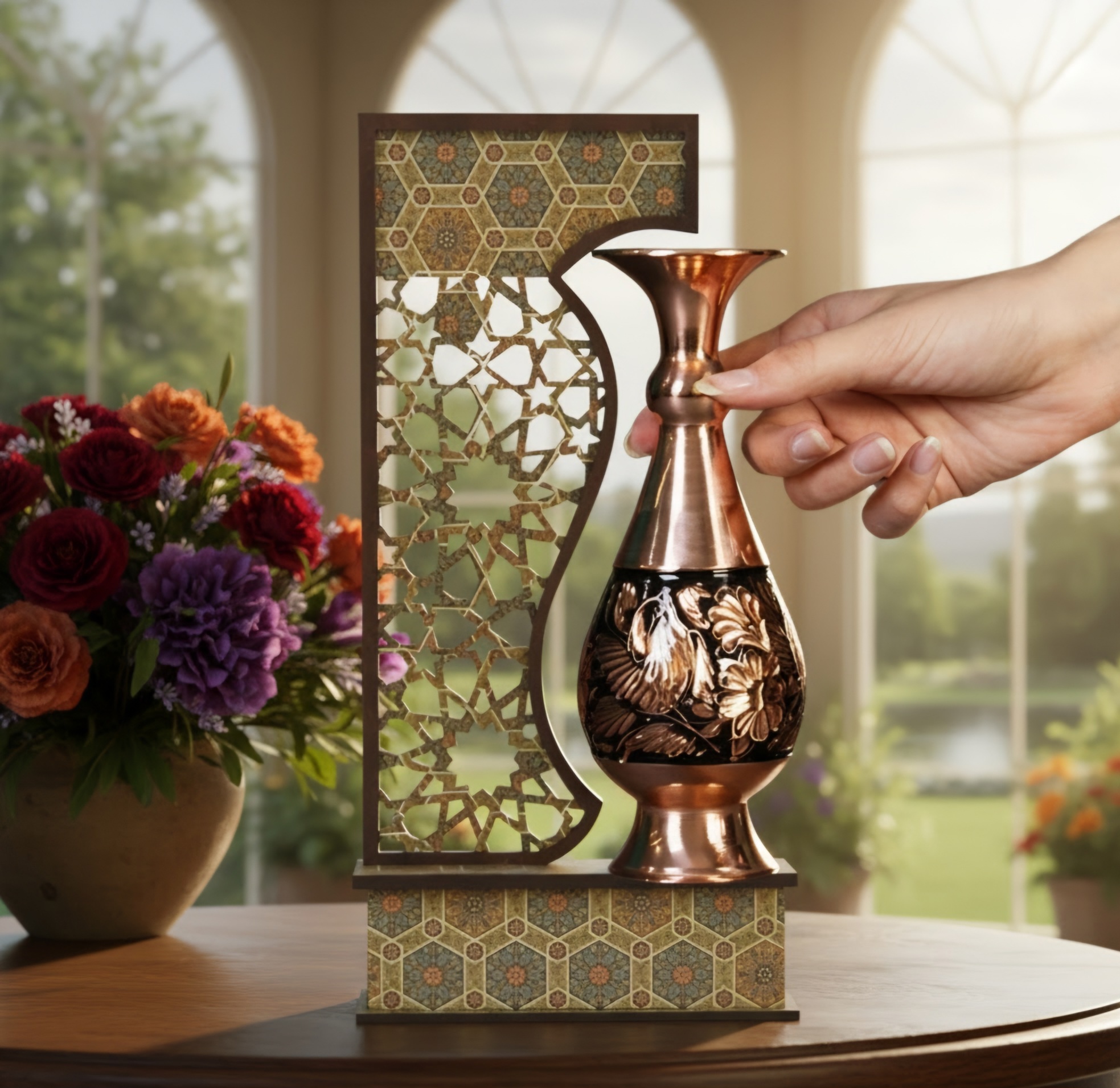 تندیس گلدان الماس تراش 20 سانتی صنایع دستی سایروس شاپ