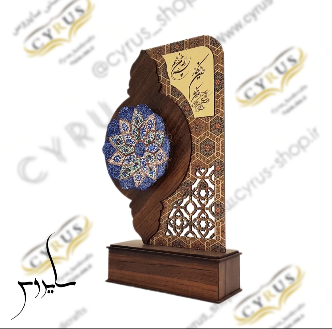 تندیس ونیکاد و پشقاب مینا کاری مناسب هدیه ارگانی و سازمانی و همایش ها و نمایش ها تندیس صنایع دستی سایروس