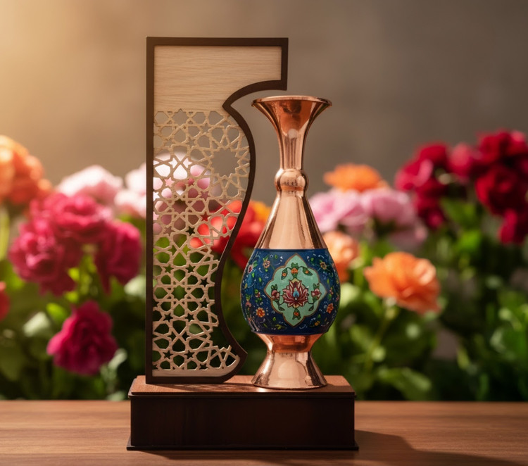تندیس تبلیغاتی و مناسبتی گلدان مس و پرداز سایروس