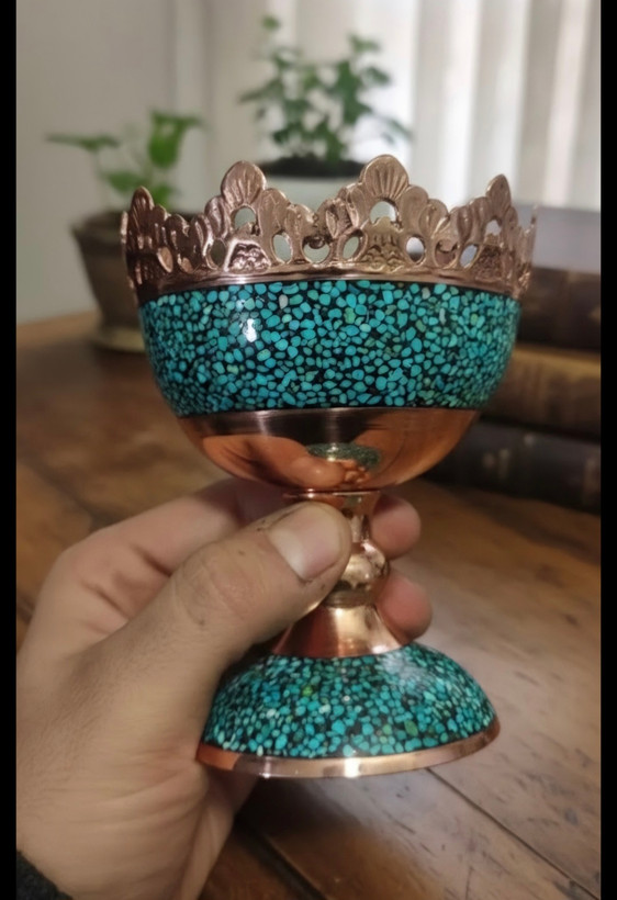 ظرف آجیلخوری فیروزهکوبی ۱۱ سانتی مناسب سفره هفتسین و هدیه نوروزی