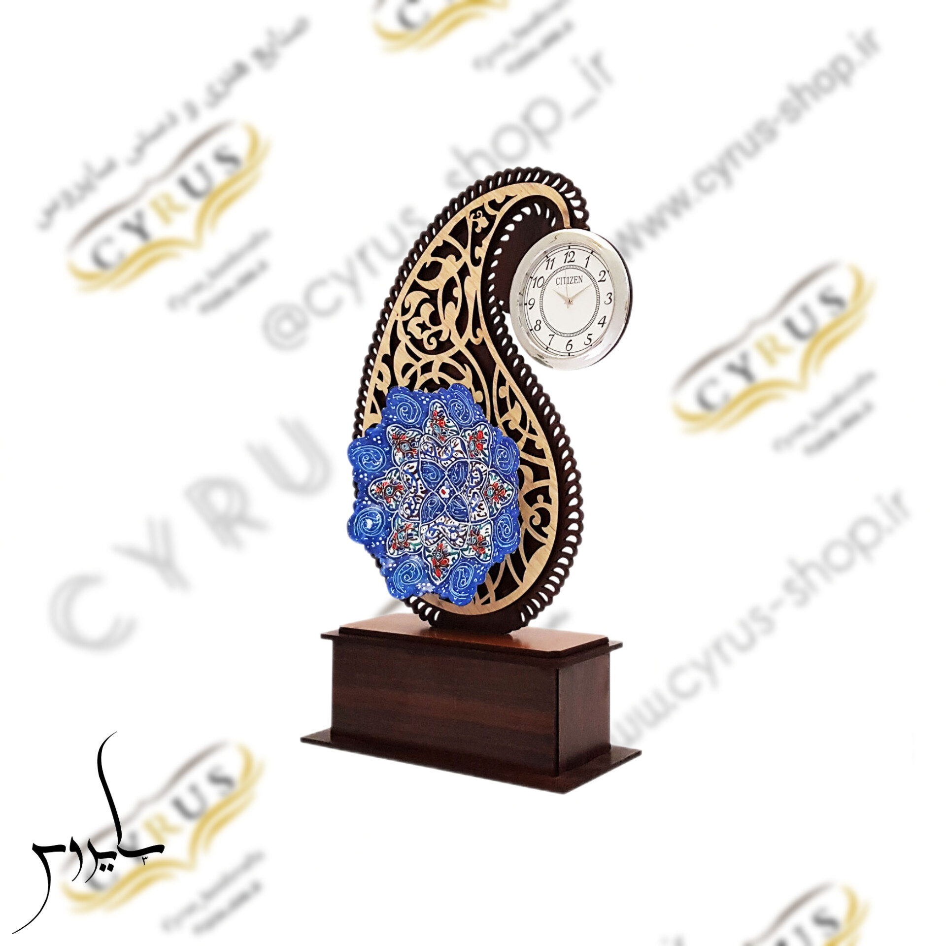 تندیس بته‌جقه میناکاری ساعتی مناسب هدیه سازمانی و مناسبتی