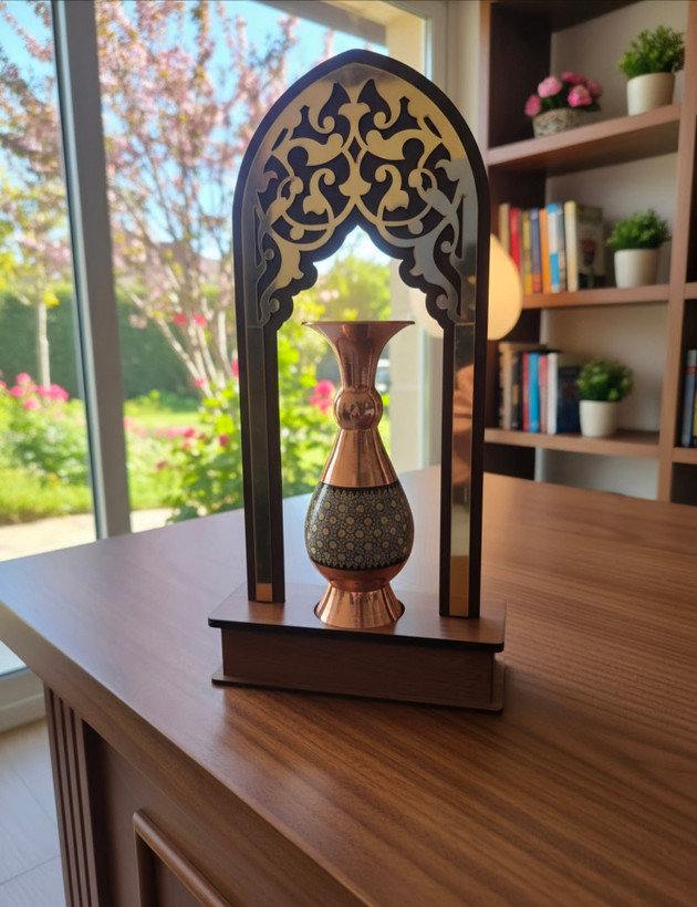 تندیس گلدان مس و خاتم کاری مناسب هدیه سازمانی