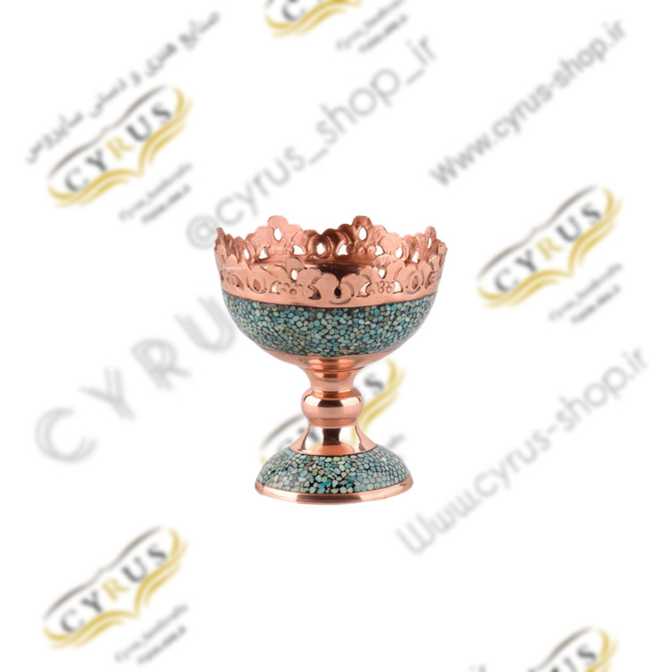 خرید آجیل خوری فیروزه کوبی نیشابور کاسه آجیل خوری مس و فیروزه کوبی نیشابور