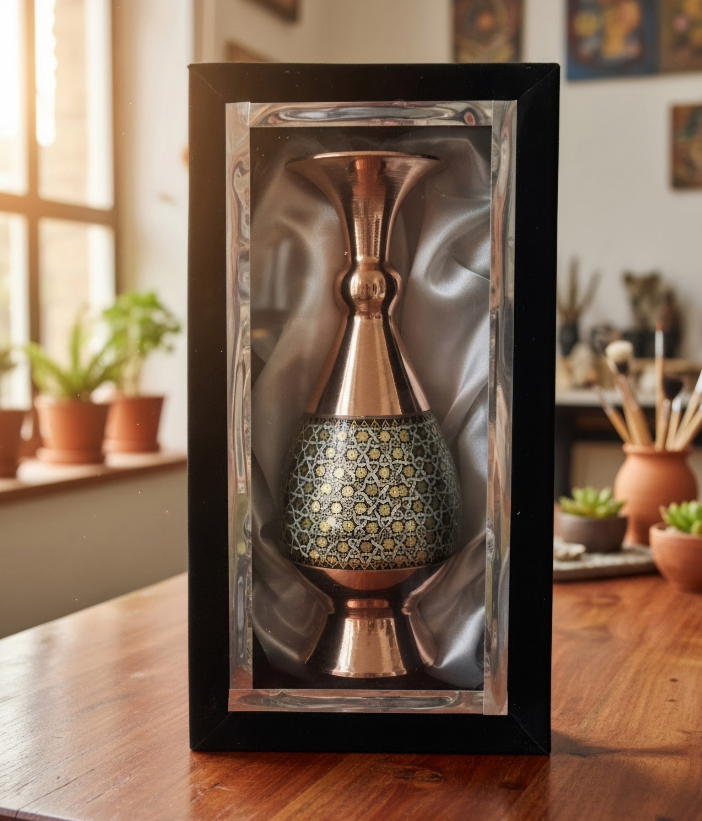 گلدان خاتم‌کاری نفیس مناسب هدیه سازمانی و شرکتی
