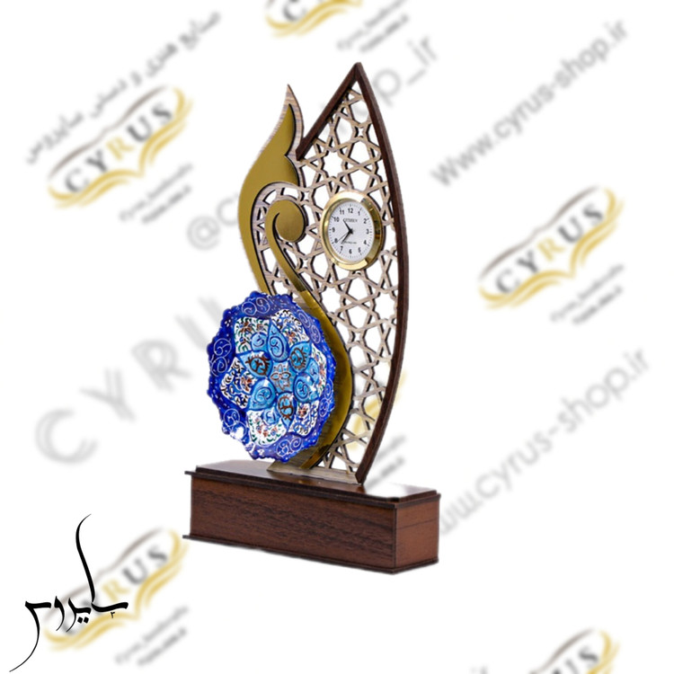تندیس ساعت دار میناکاری مناسب هدیه مدیریتی
