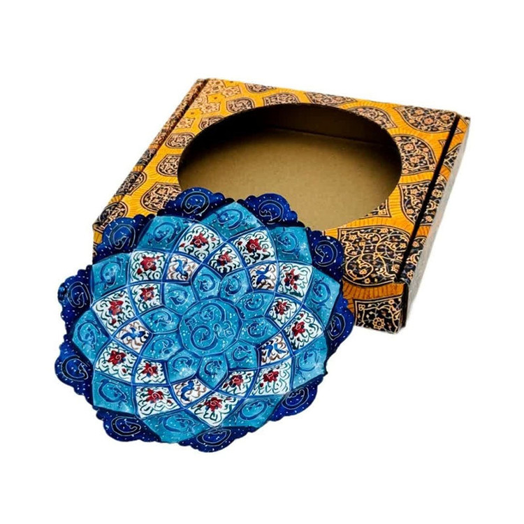 بشقاب میناکاری ۲۰ سانتی با جعبه هدیه