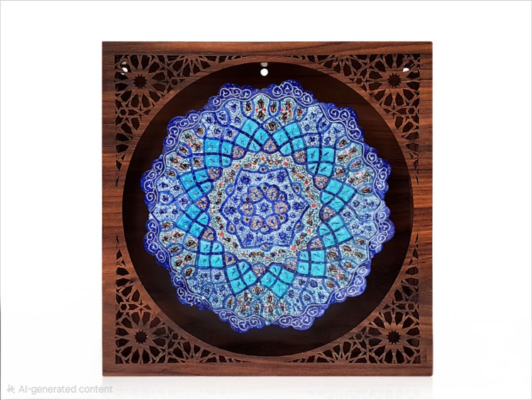 بشقاب میناکاری ایرانی قابدار مناسب هدیه و دکور دیوار