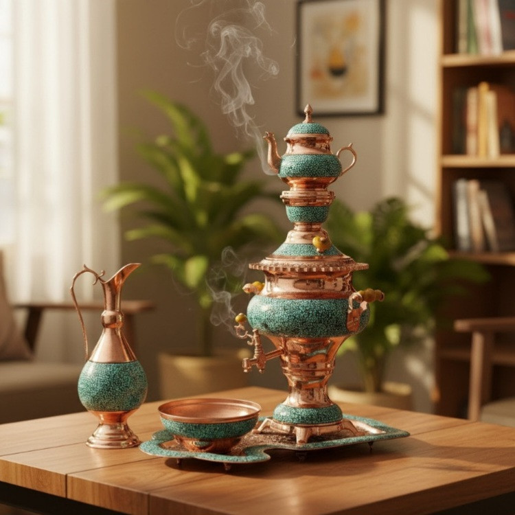 خرید سماور فیروزه کوبی بزرگ مناسب