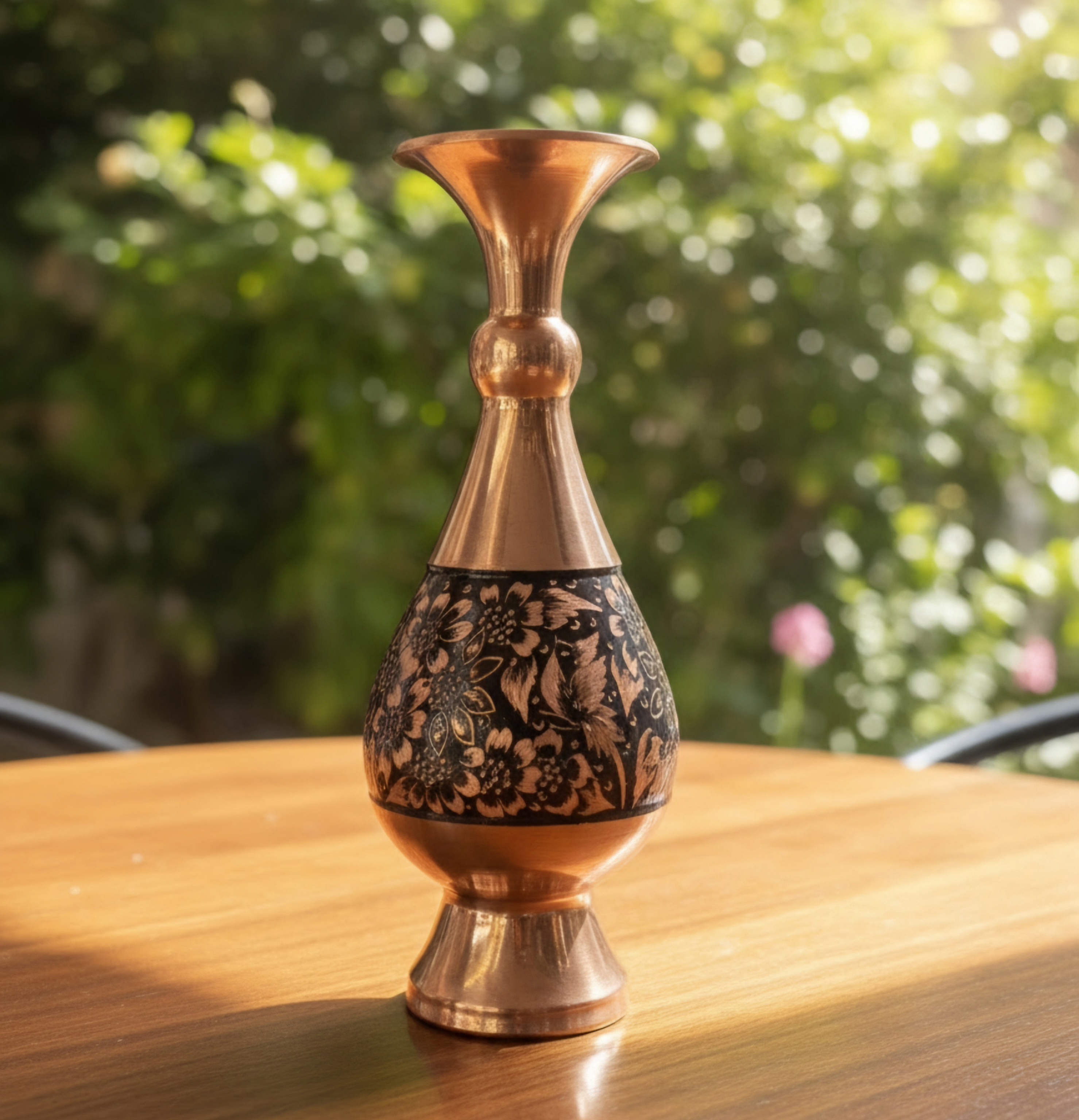 گلدان مس و الماس تراش ۲۵ سانتی‌مترصنایع دستی دکوری