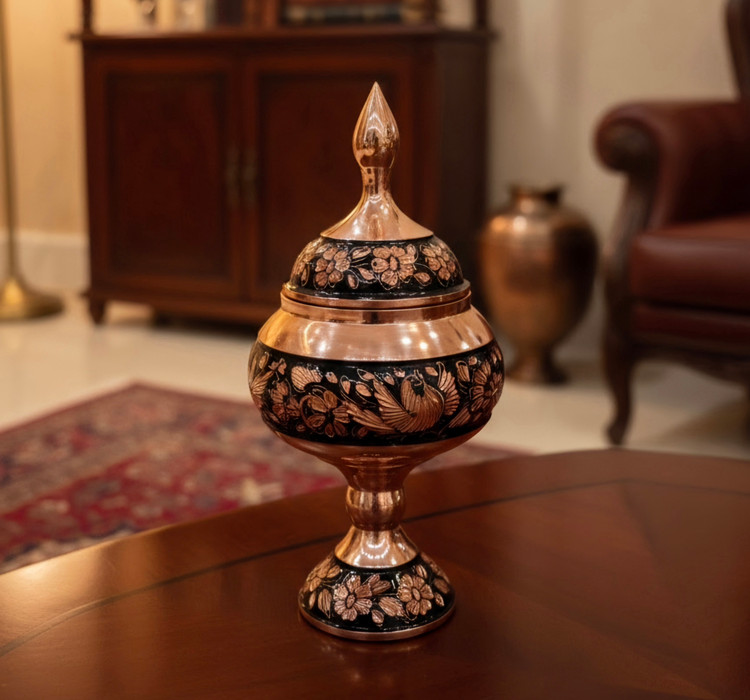 شکلات خوری مسی الماس تراش پایه دار