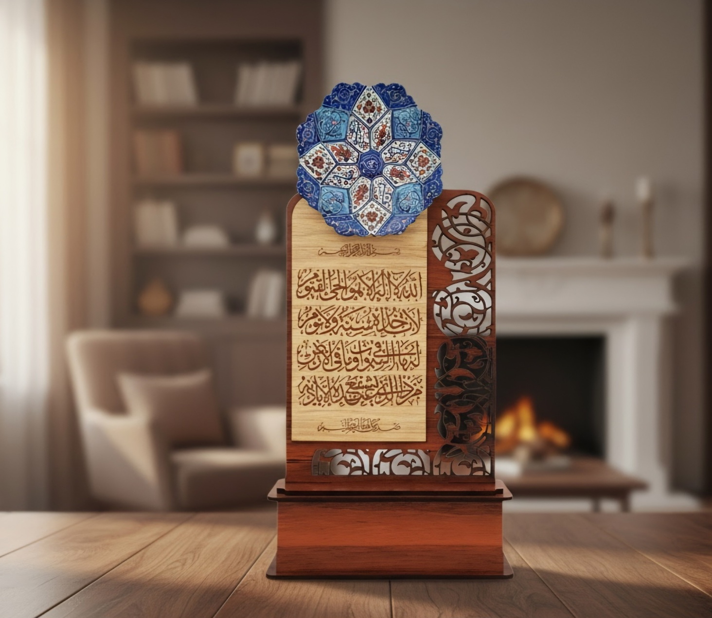 تندیس میناکاری آیت الکرسی ۲۵ سانتی تندیس قرآنی و مذهبی