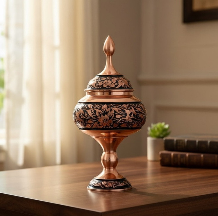 شکلات خوری مسی الماس تراش در جعبه جیر هدیه