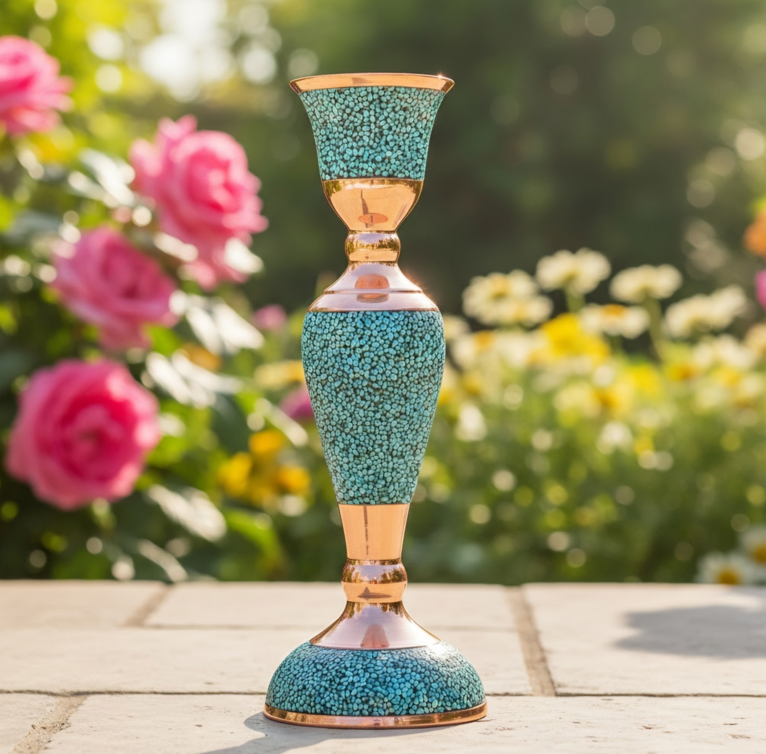 خرید شمعدان فیروزه کوبی 20 سانتی
