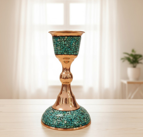 خرید و قیمت شمعدان فیروزه کوبی کوچک 15 سانت
